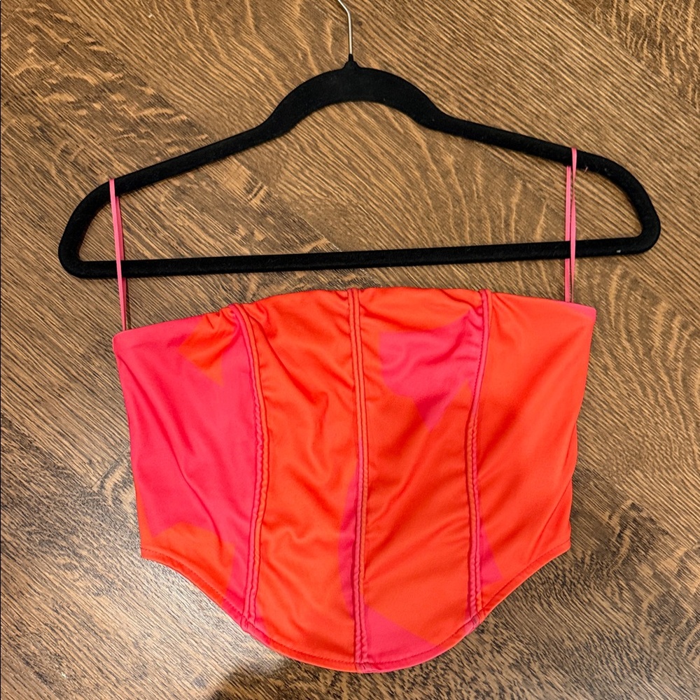 Vibrant Orange and Pink Crop Top